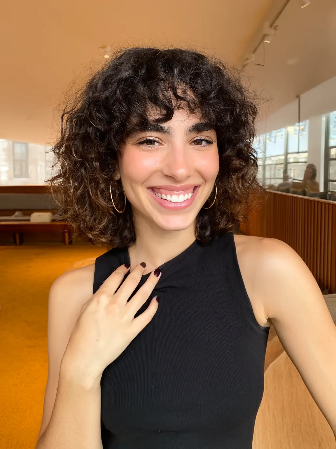 Bouncy Curly Bob with Rich Chocolate Brown